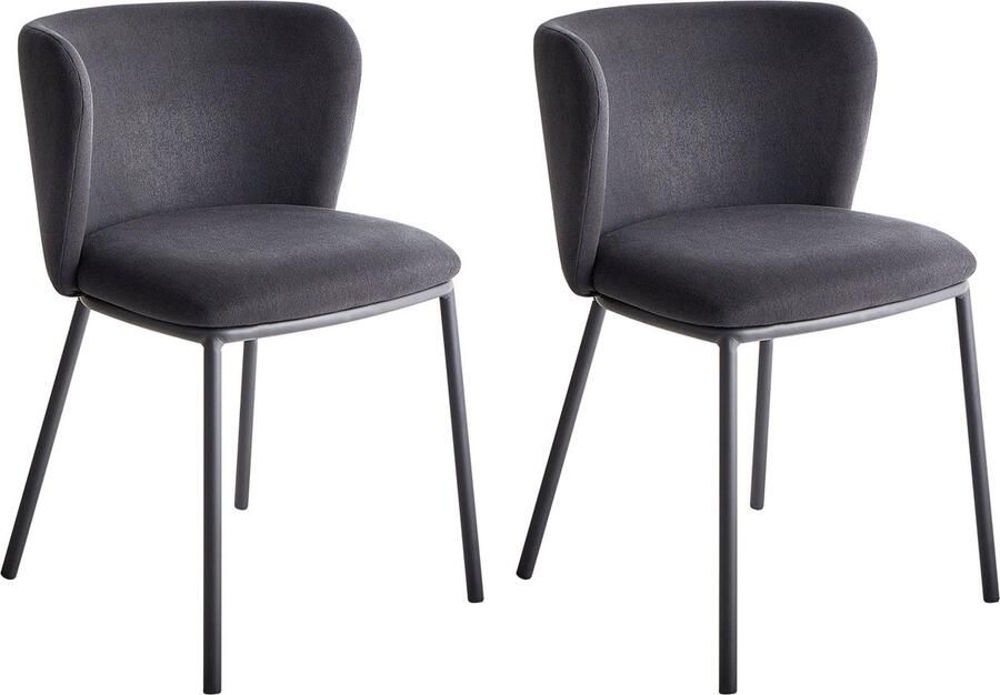 Beliani MINA Eetkamerstoel set van 2 Zwart Polyester