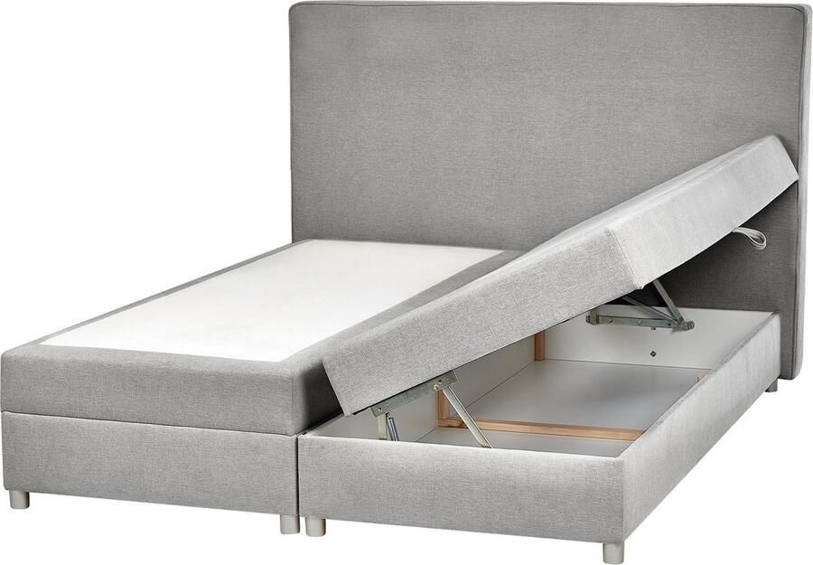 Beliani -MINISTER-Boxspringbed-Lichtgrijs -160 x 200 cm-Polyester
