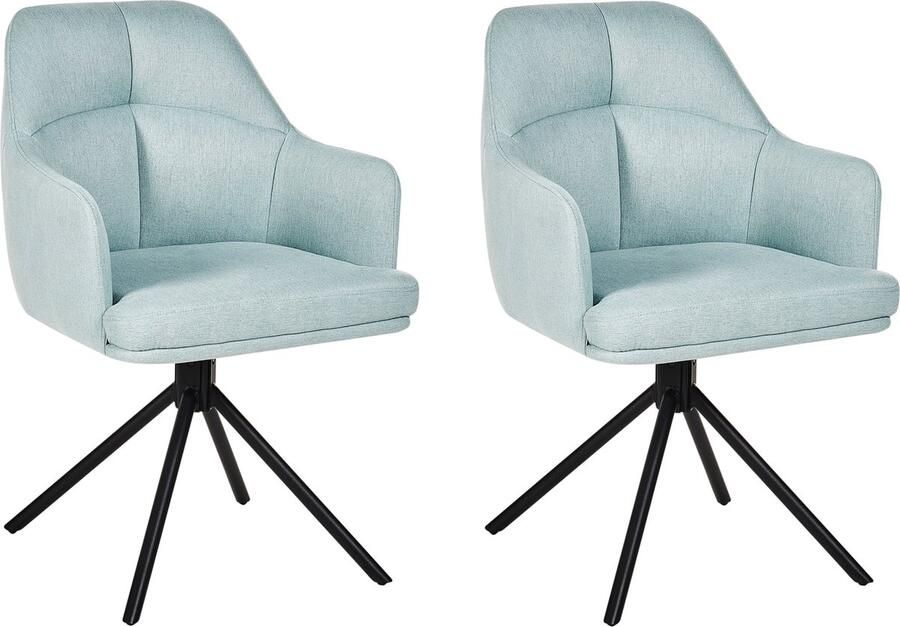 Beliani Set van 2 eetkamerstoelen Draaibaar MIRA Mintgroen