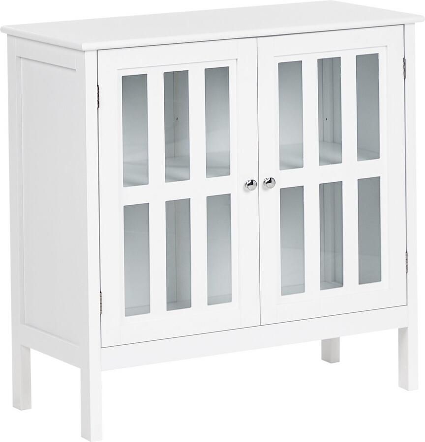 Beliani Glazen vitrinekast MIRAM 80 cm Wit