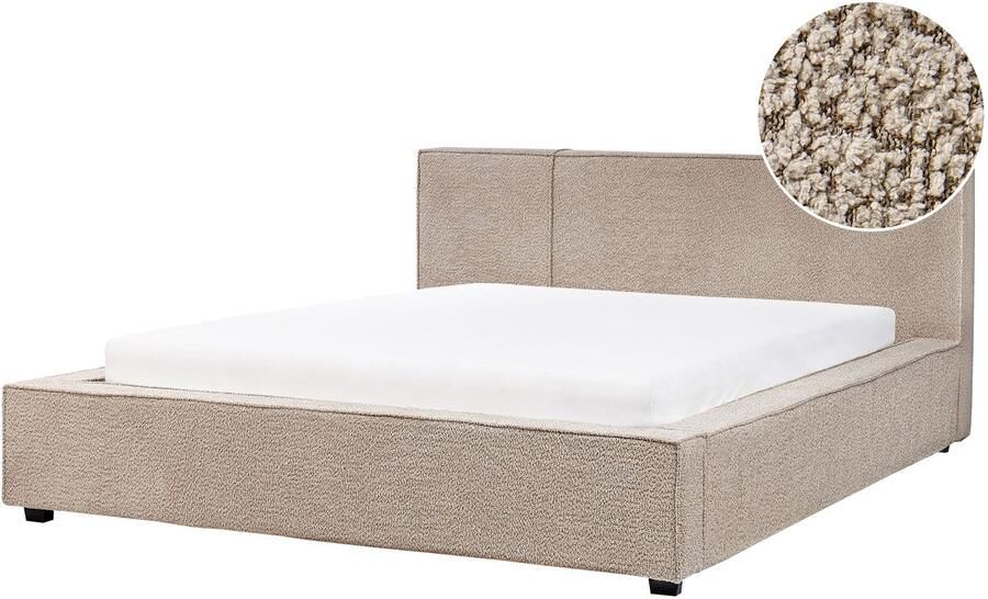 Beliani MIRANDE Tweepersoonsbed Taupe 160 x 200 cm Bouclé