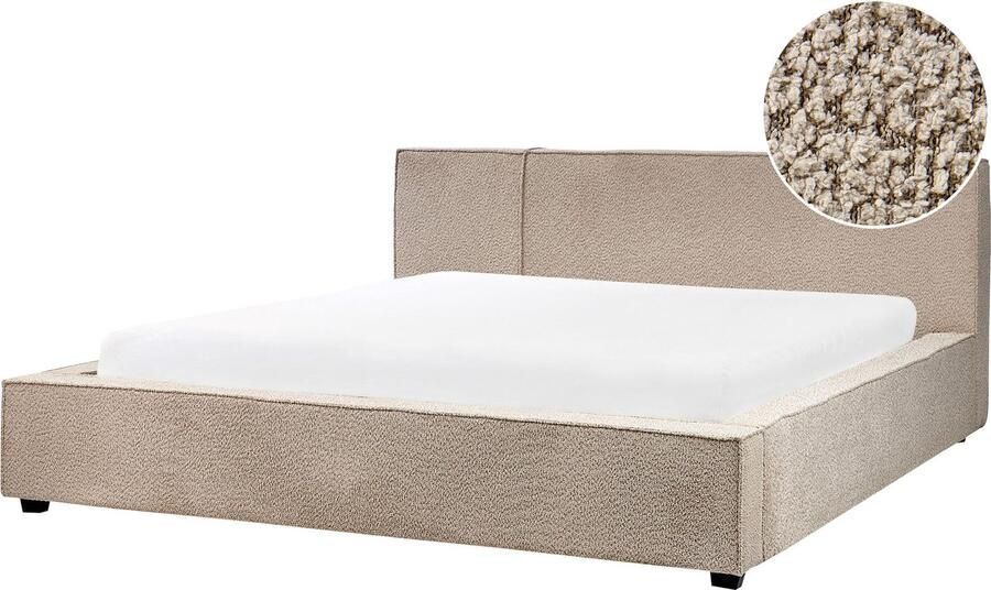 Beliani MIRANDE Tweepersoonsbed Taupe 180 x 200 cm Bouclé