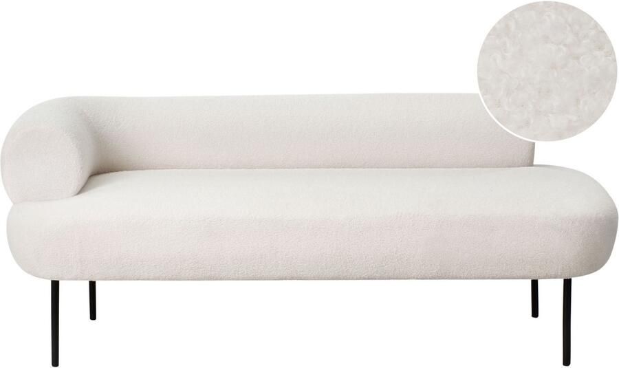 Beliani MIRMANDE Chaise longue Off-white Linkszijdig Bouclé