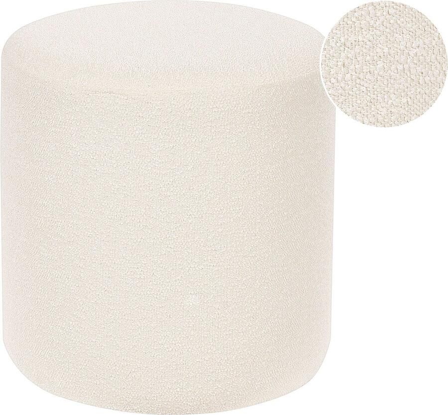 Beliani MOAB Poef Wit BouclÃ© - Foto 2