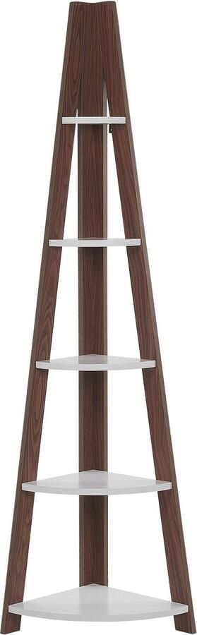 Beliani Hoek boekenkast met 5 niveaus MOBILE SOLO 175 cm Bruin wit - Foto 2