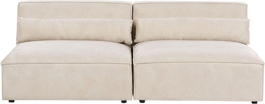 Beliani HELLNAR Tweezitsbank zonder armleuningen Lichtbeige Fluweel