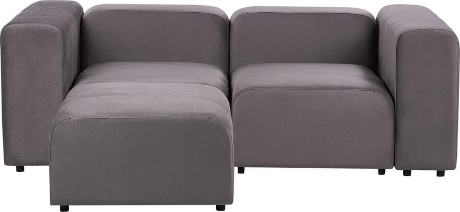 Beliani Modulaire bank FALSTERBO Fluweel Donkergrijs Met ottomaan 2-zitter