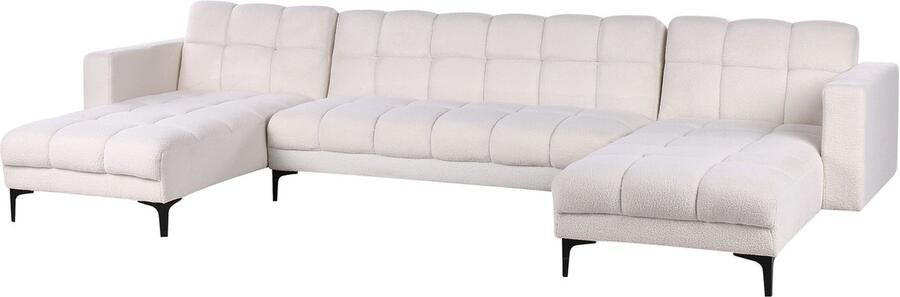 Beliani Modulaire U-vormige slaapbank ALNES Bouclé Wit 5-zitter - Foto 2