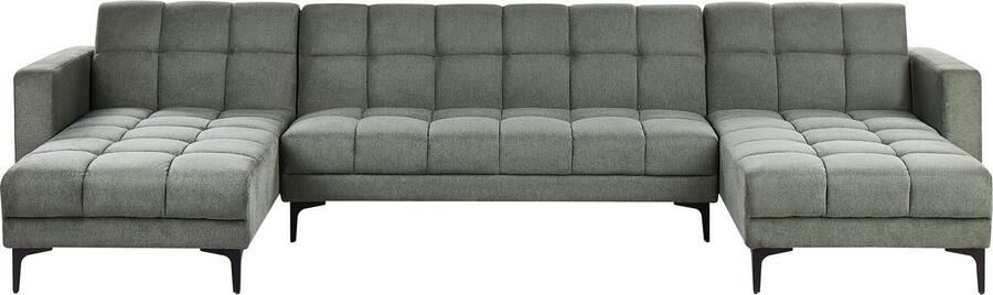 Beliani Modulaire U-vormige slaapbank ALNES Stof Donkergroen 5-zitter