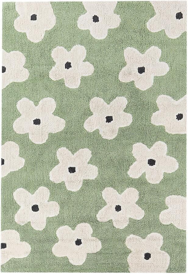 Beliani Kindervloerkleed MOKHVA Groen 140 x 200 cm Katoen