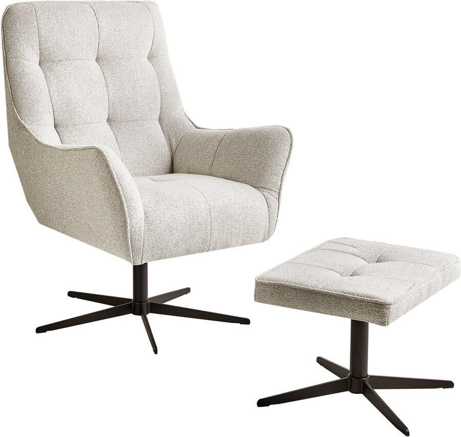 Beliani MOLLE Fauteuil met voetenbank Lichtbeige Polyester