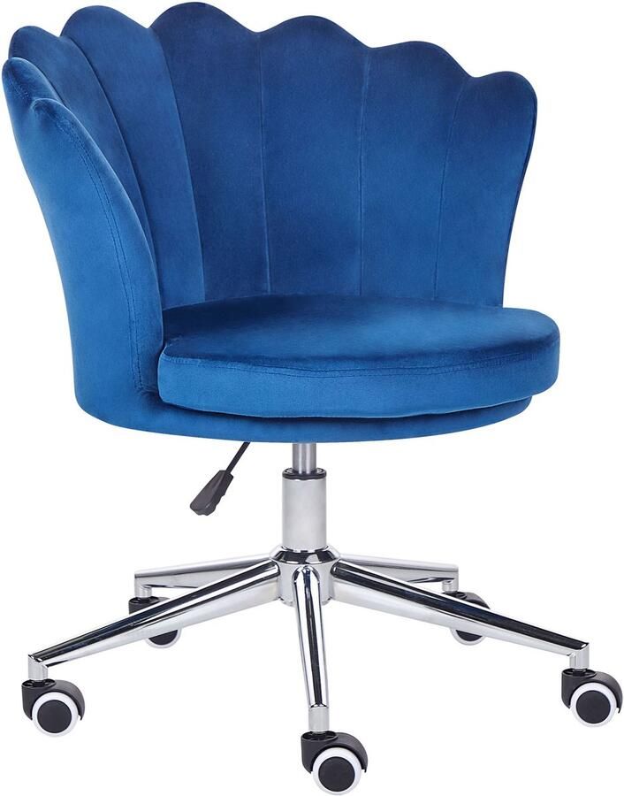 Beliani Bureaustoel Draaibaar MONTICELLO Fluweel Blauw