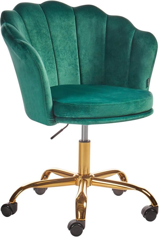 Beliani Bureaustoel Draaibaar MONTICELLO Fluweel Groen - Foto 3