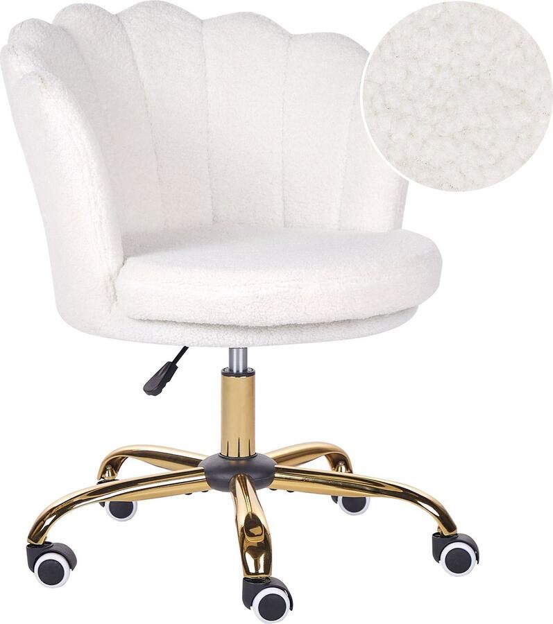 Beliani Bureaustoel Draaibaar MONTICELLO Bouclé Wit - Foto 3