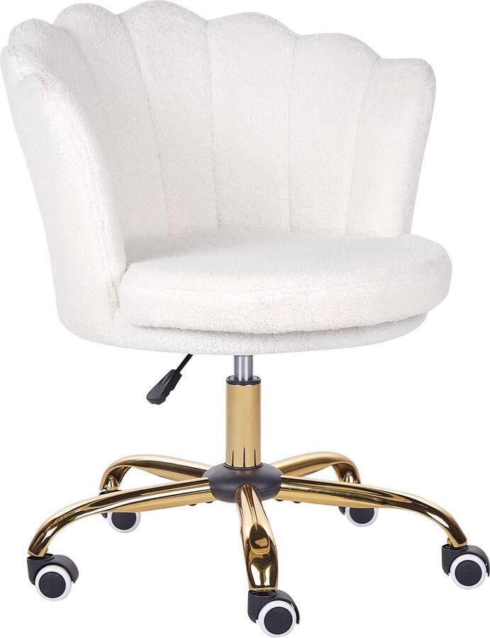 Beliani Bureaustoel Draaibaar MONTICELLO Bouclé Wit