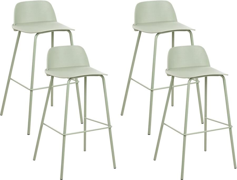 Beliani MORA- Barkruk set van 4 Groen Lichtgroen