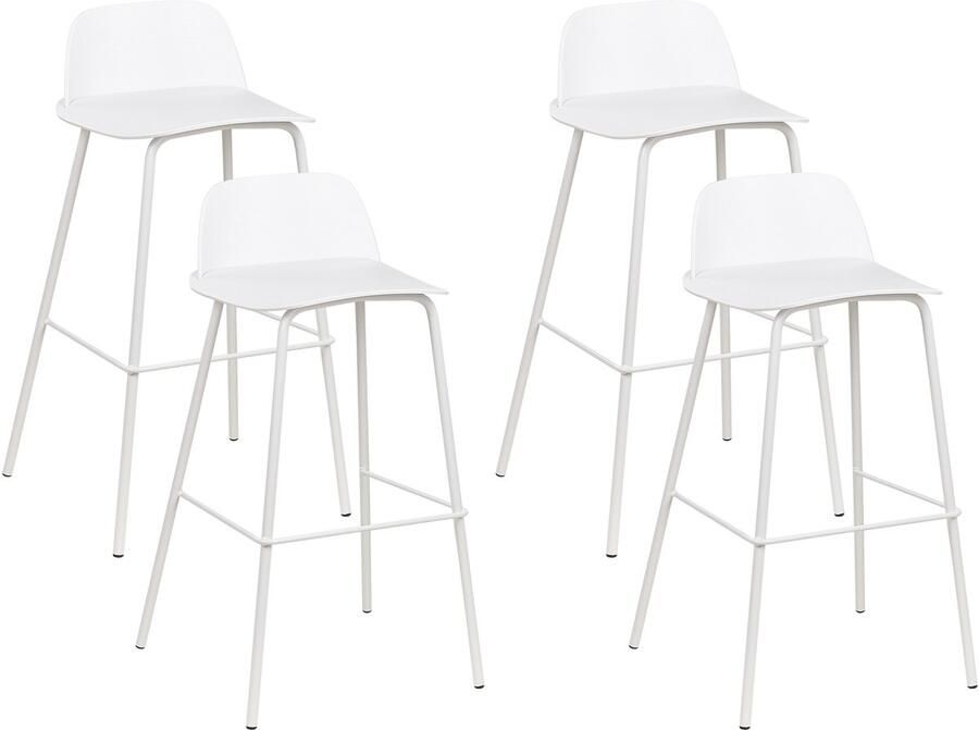 Beliani MORA Barkruk set van 4 Wit Synthetisch