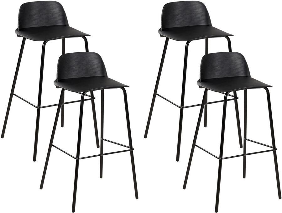 Beliani MORA Barkruk set van 4 Zwart Synthetisch