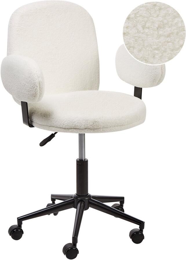 Beliani Bureaustoel Draaibaar MORAGA Bouclé Gebroken wit