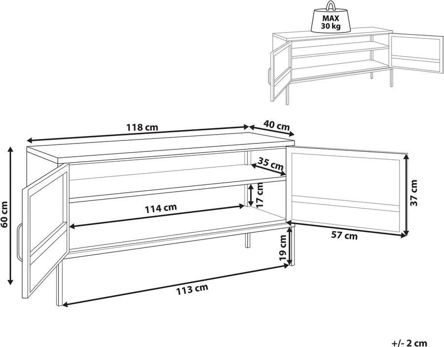 Beliani MORLEY Sideboard met 2 deuren zwart
