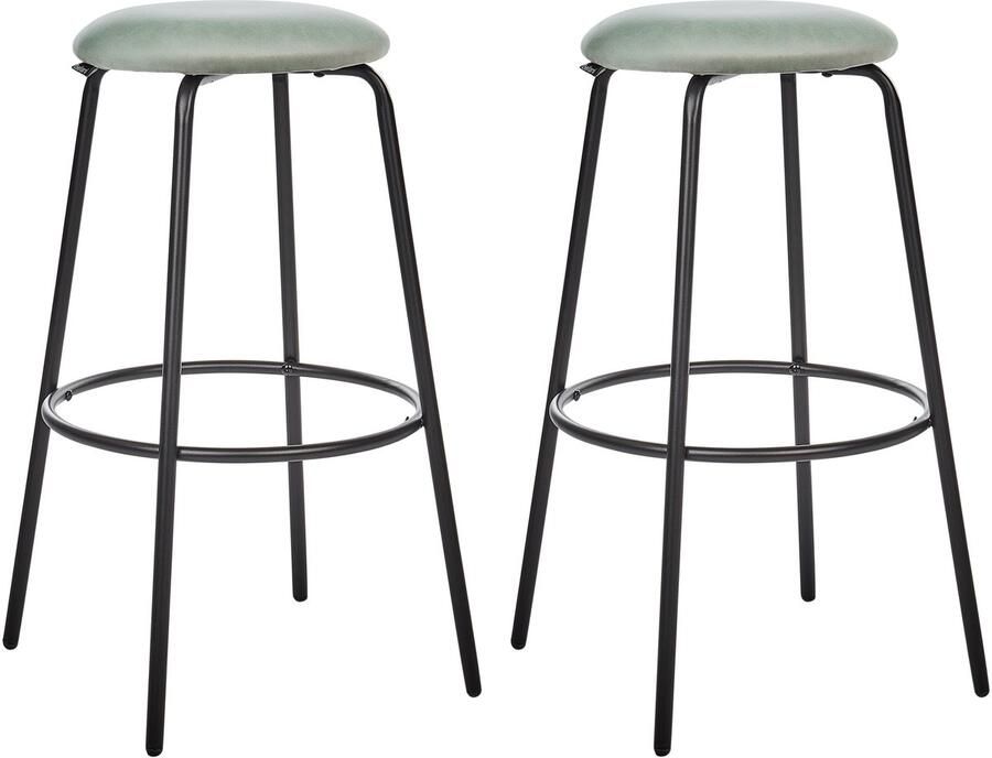 Beliani Set van 2 barkrukken MORTON Fluweel Mintgroen