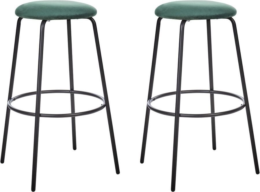 Beliani Set van 2 barstoelen MORTON Fluweel Smaragdgroen