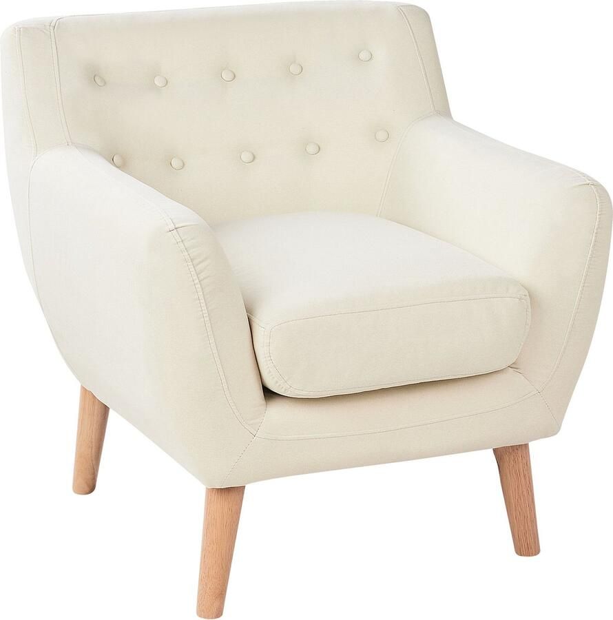 Beliani MOTALA Chesterfield fauteuil Lichtbeige Polyester