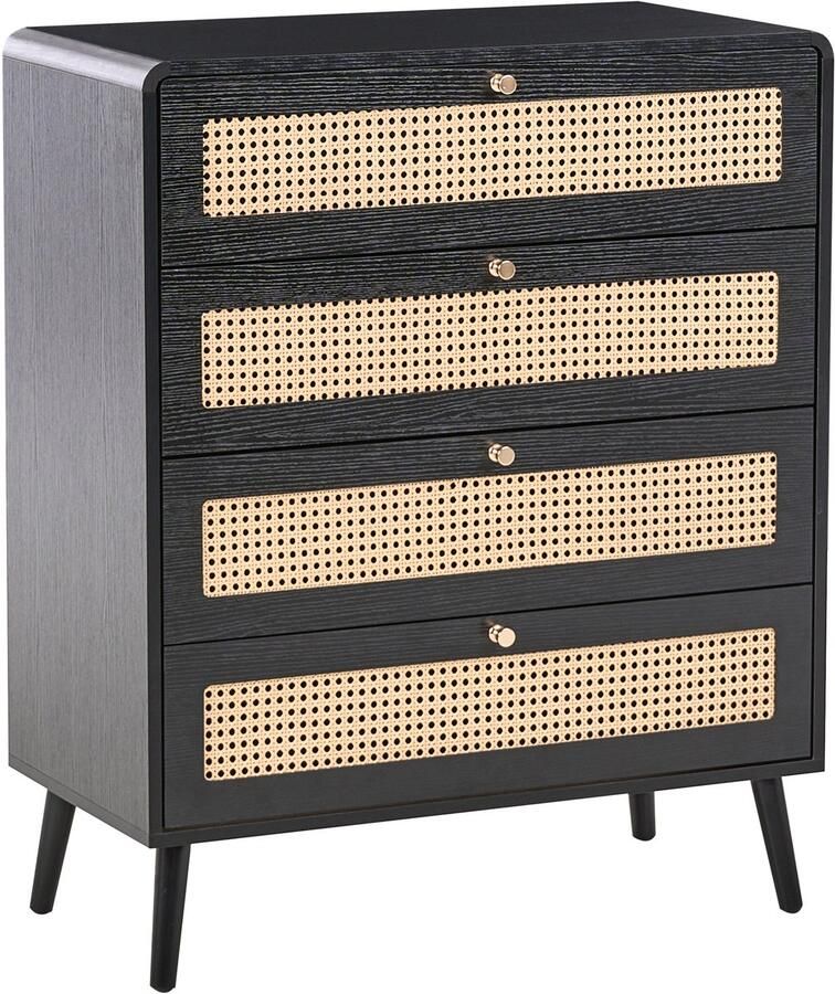 Beliani MOURA Ladekast 4 lades Zwart MDF