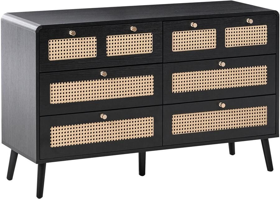 Beliani MOURA Ladekast 6 lades Zwart MDF