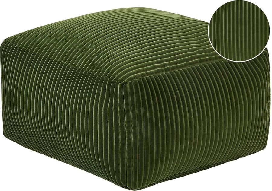 Beliani Poef MUKKI Katoen Donkergroen 50 cm 50 cm 30 cm - Foto 2