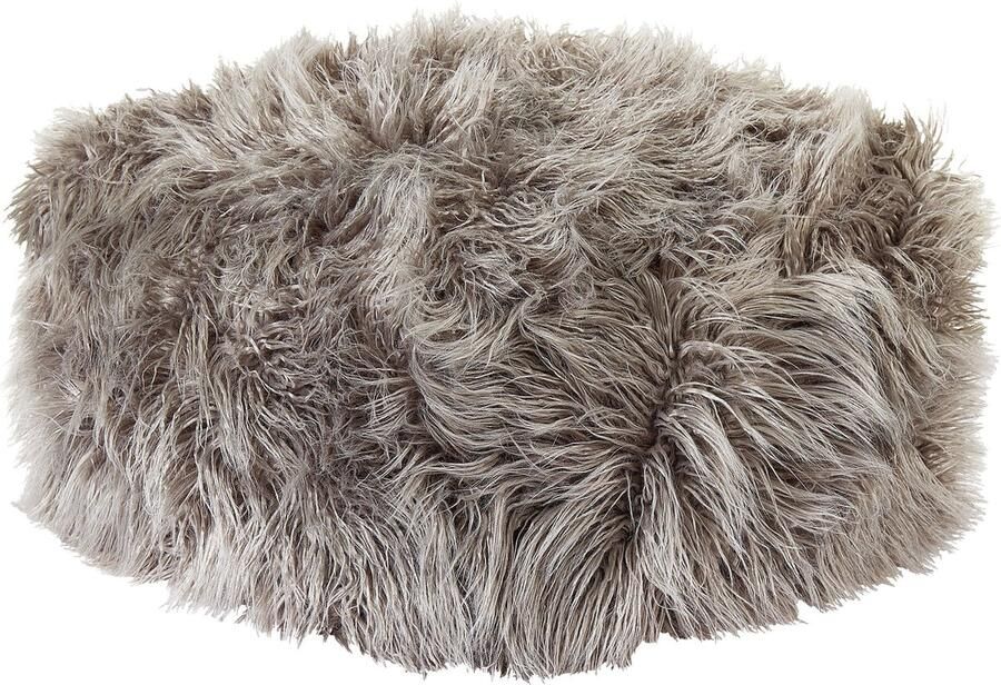 Beliani Poef MUKKI Nepbont Grijs 50 cm 50 cm 30 cm