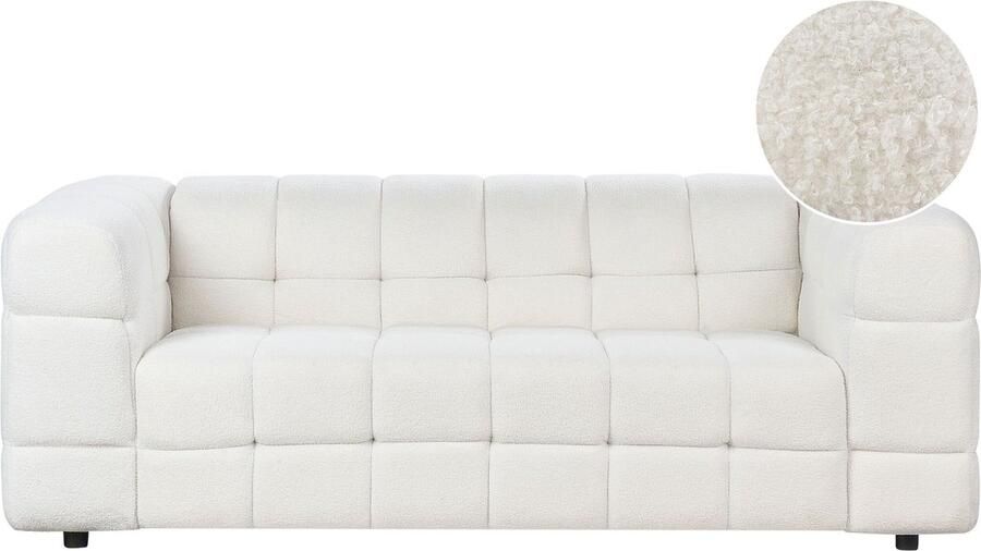 Beliani MULLOLA Driezitsbank Wit Bouclé