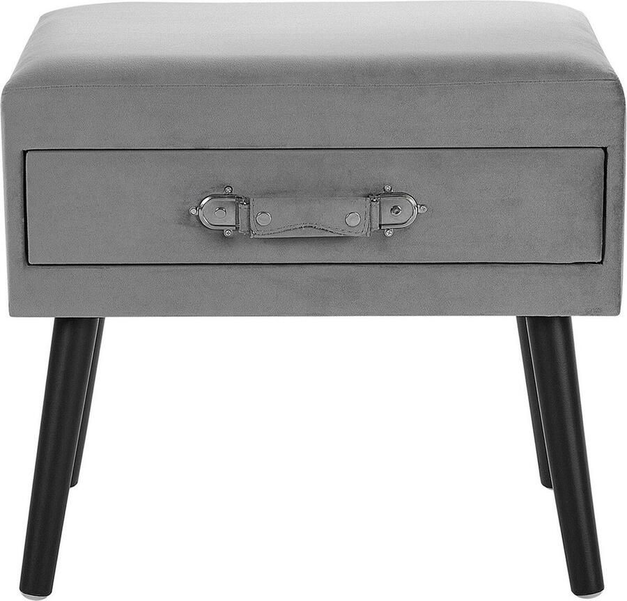 Beliani Nachtkastje met 1 lade EUROSTAR Fluweel Grijs