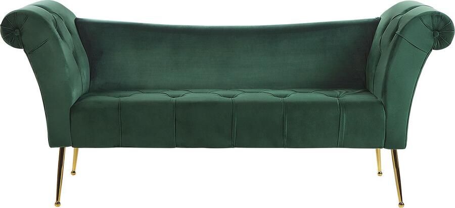 Beliani NANTILLY Chaise longue Donkergroen Symmetrisch Fluweel - Foto 2
