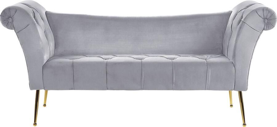 Beliani NANTILLY Chaise longue Lichtgrijs Symmetrisch Fluweel - Foto 2