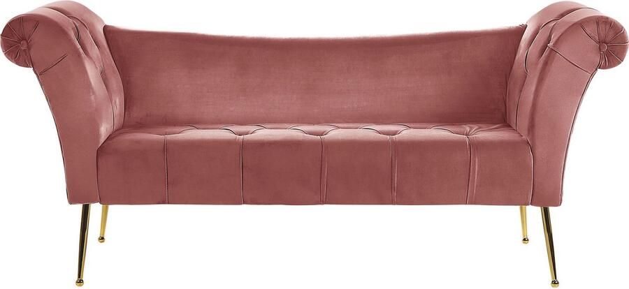 Beliani NANTILLY Chaise longue Roze Symmetrisch Fluweel - Foto 2