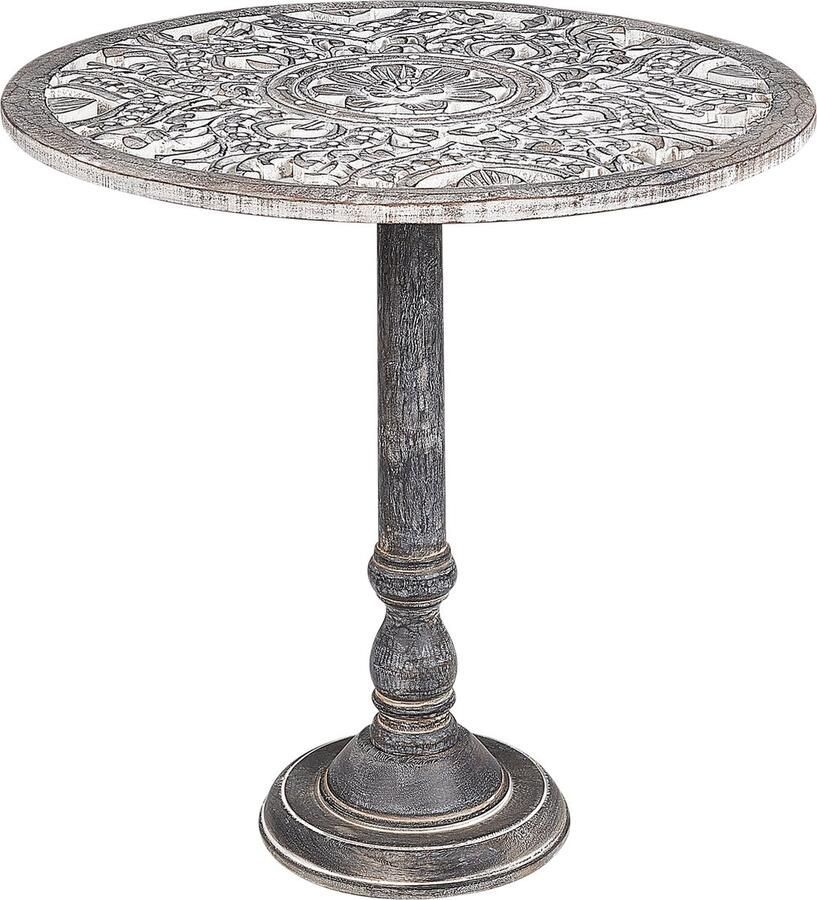 Beliani NAPARA Bijzettafel-Grijs-Mangohout MDF