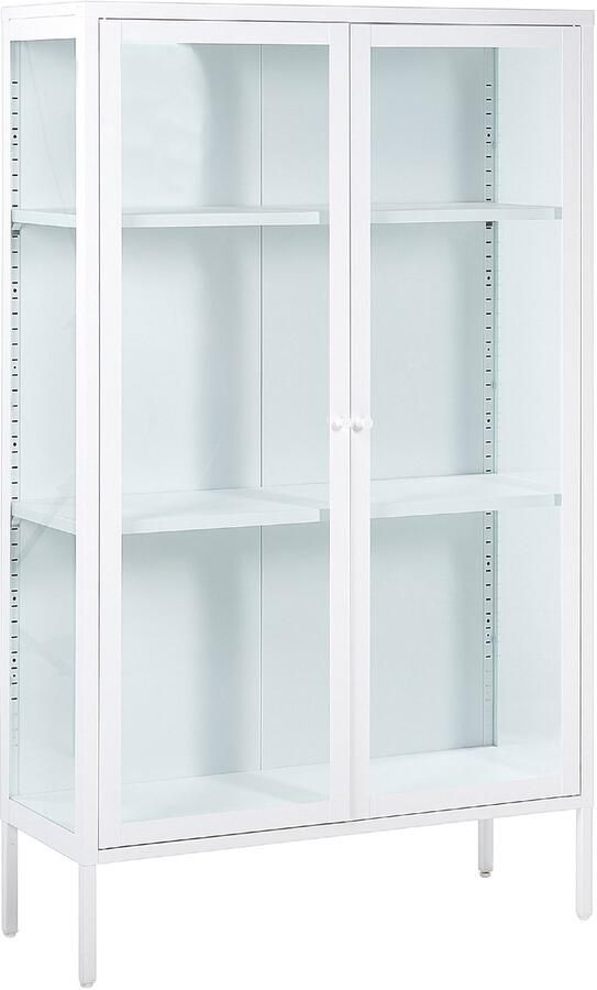 Beliani Vitrinekast NASH Metaal 90 cm Wit