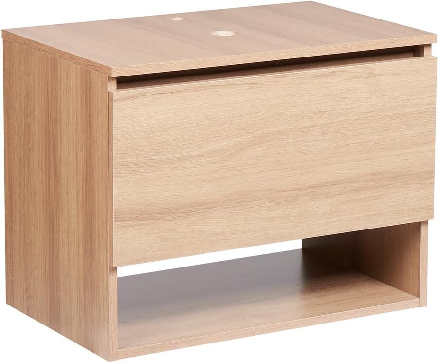 Beliani Wandgemonteerde wastafelkast NATAL 60 cm Lichtbruin