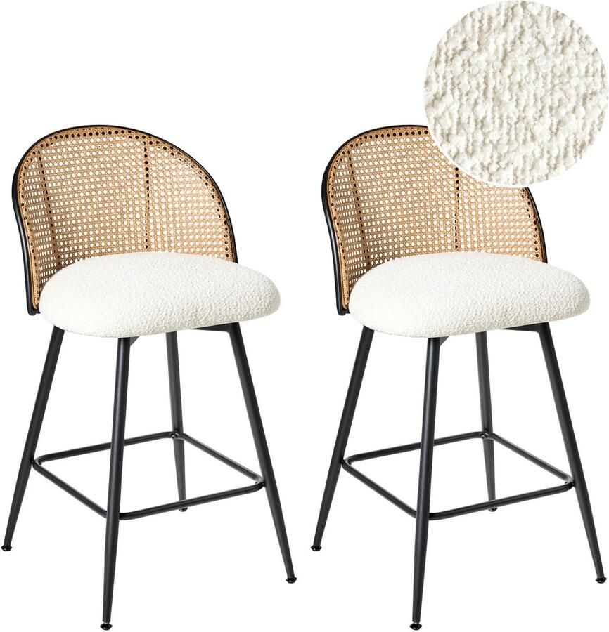 Beliani Set van 2 barstoelen NATHAN Draaibaar Gebroken wit