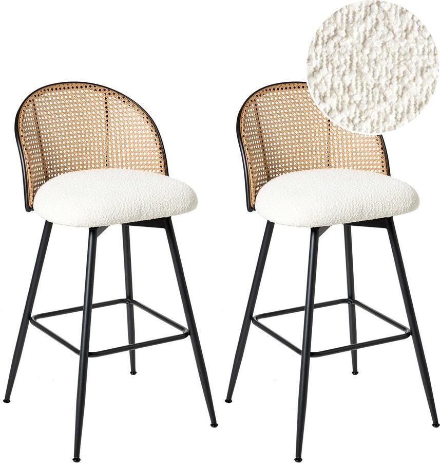 Beliani Set van 2 barstoelen NATHAN Draaibaar Gebroken wit