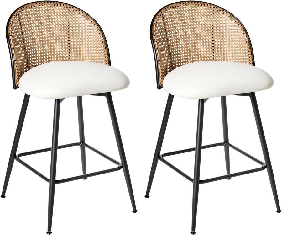 Beliani NATHAN Barkruk set van 2 Wit 91 cm Kunstleer