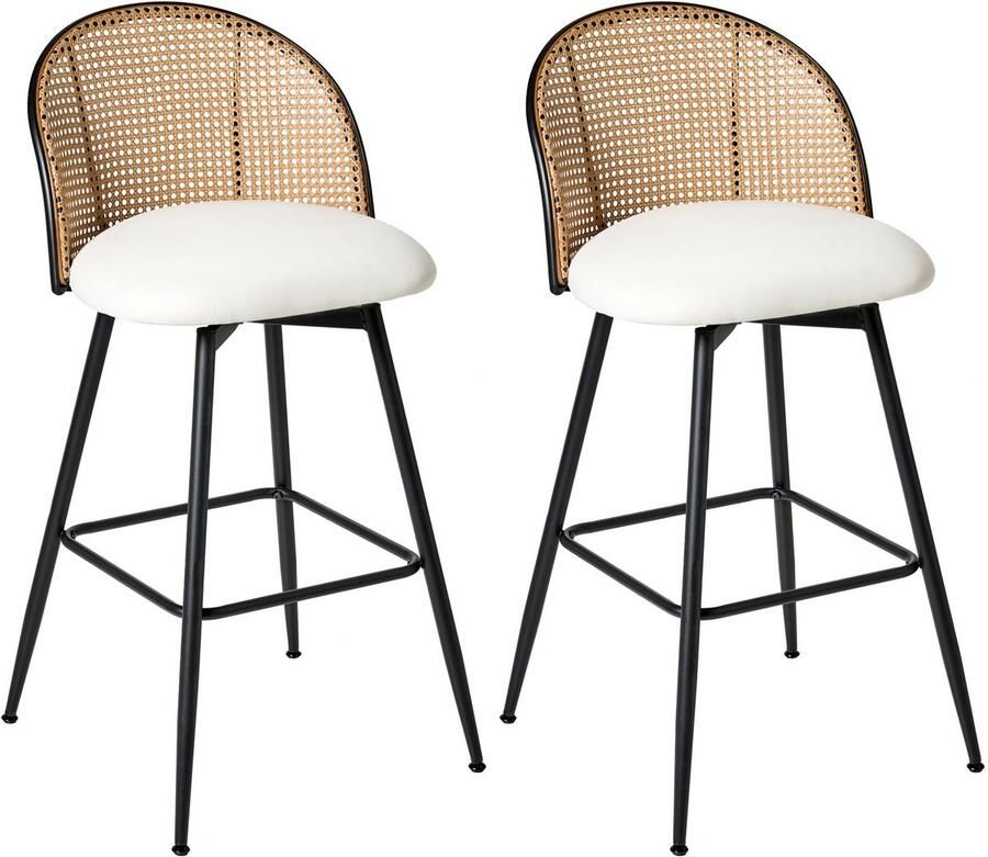 Beliani NATHAN Barkruk set van 2 Wit 99 cm Kunstleer