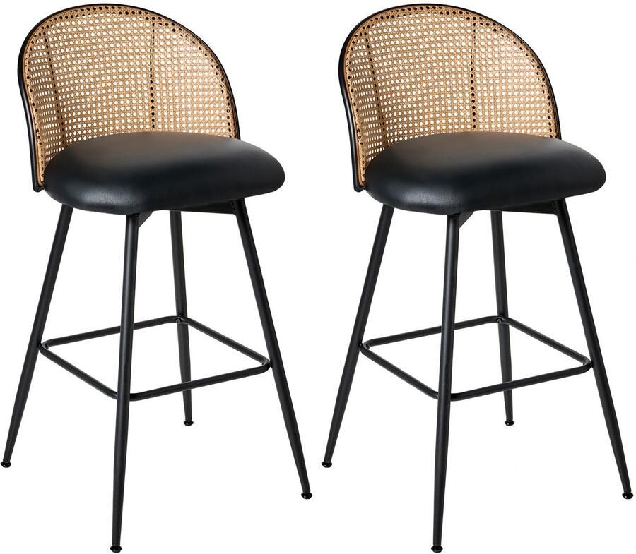 Beliani NATHAN Barkruk set van 2 Zwart 99 cm Kunstleer