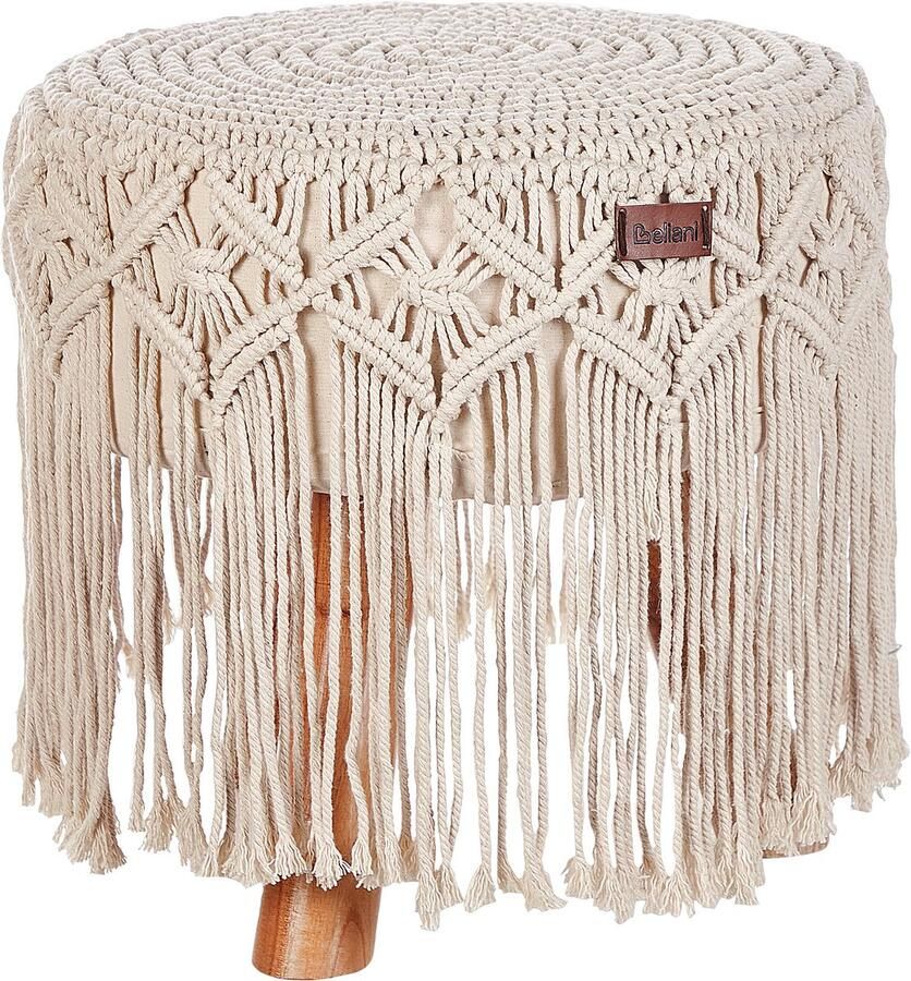 Beliani NAWABAD Poef Beige 40 x 40 x 50 cm Katoen