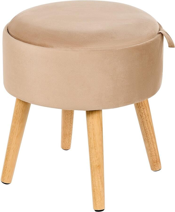 Beliani NEELY Hocker Beige Fluweel