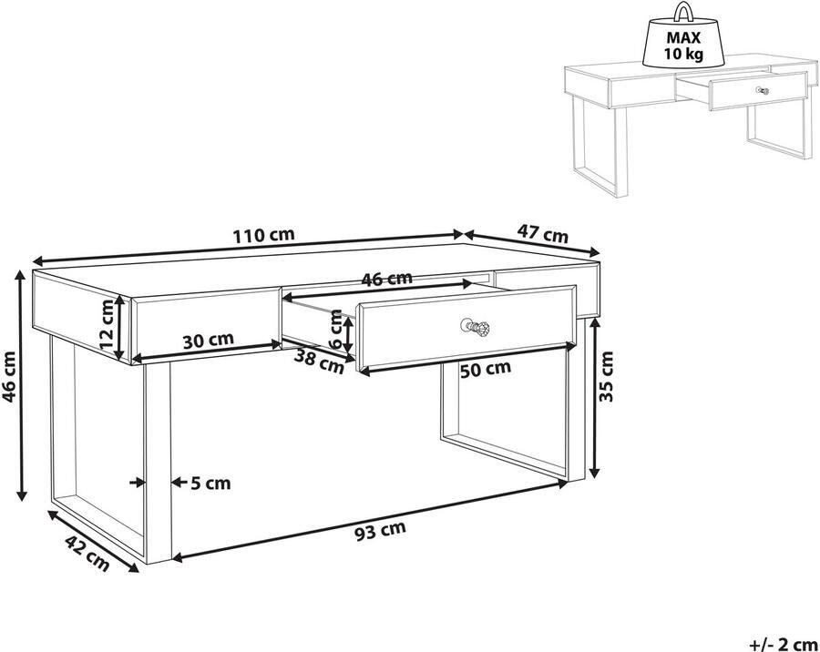Beliani Salontafel NESLE Spiegelend zilver met opbergruimte - Foto 1