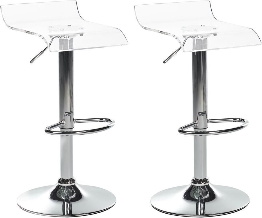 Beliani NEUM Barkruk verstelbaar set van 2 Transparant Acryl