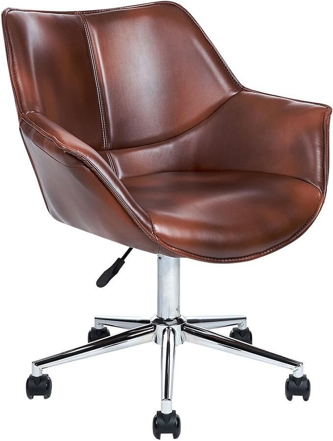 Beliani Bureaustoel Draaibaar NEWDALE Kunstleer Donkerbruin