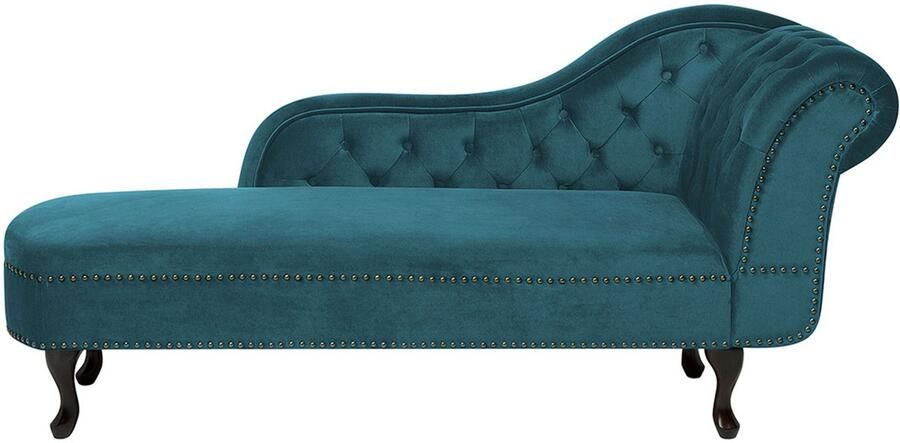 Beliani Rechtszijdige chaise longue NIMES Fluweel Groenblauw